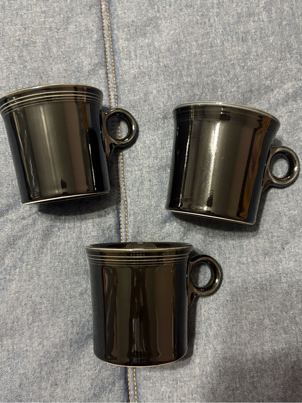 Black Fiesta Ceramic Mugs - Set of 3
